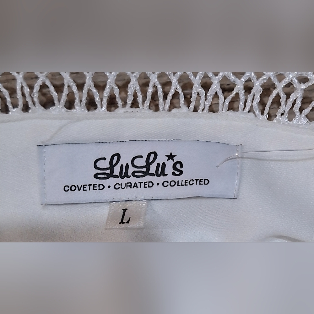#978 Lulu's White Lace V-Neck  Midi Dress Sz.L - Picture 6 of 10